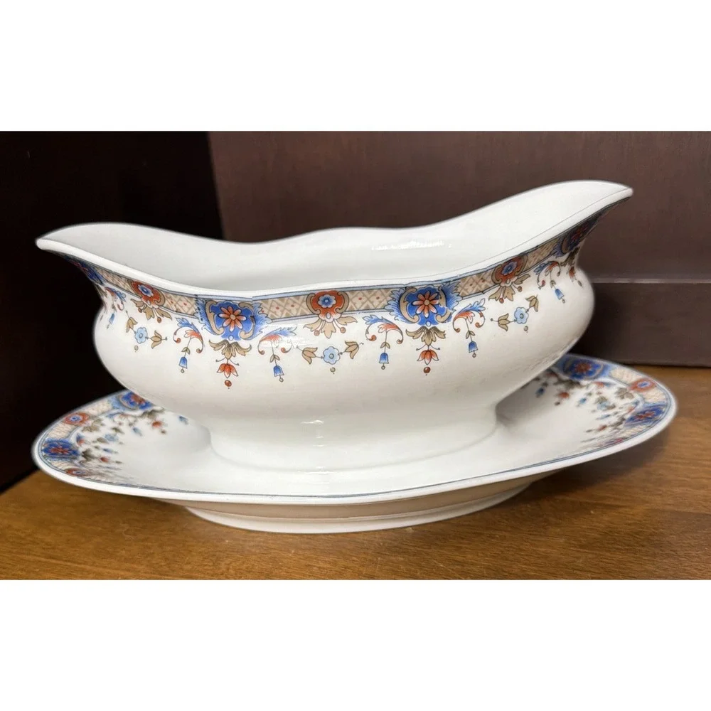 Union Céramique Sauce Gravy Boat 1900s Limoges France MF&C Chicago Antique